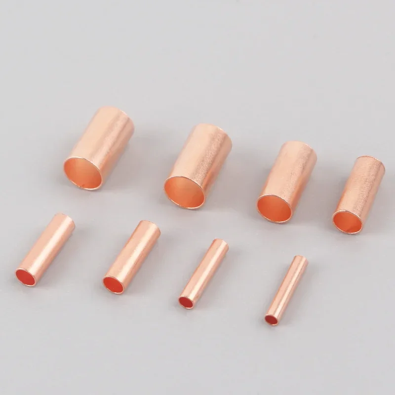 100Pcs Copper Tube Crimping Terminal GT-1.5/2/2.5/3/4/5/6/8mm Cable Connector Cold Pressed terminal connector wire connectors soldering terminal copper wire lugs