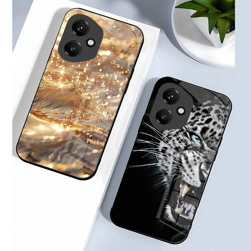 Enhanced Tempered Glass Shockproof Phone Case with Hard PC Back Cover and Bumper Protection