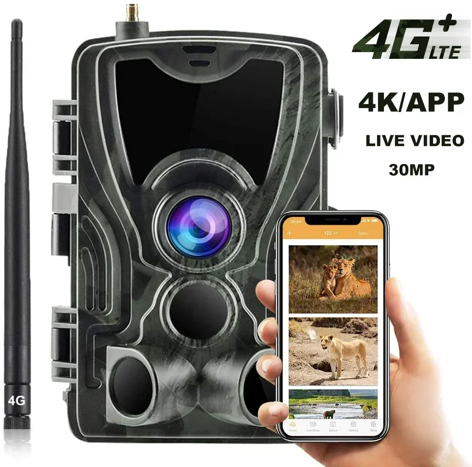 

Беспроводная камера для наблюдения за дикой природой HC801PRO 30MP, бесплатное приложение для облачного обслуживания, 4G Trail, 4K Live трансляция, охота