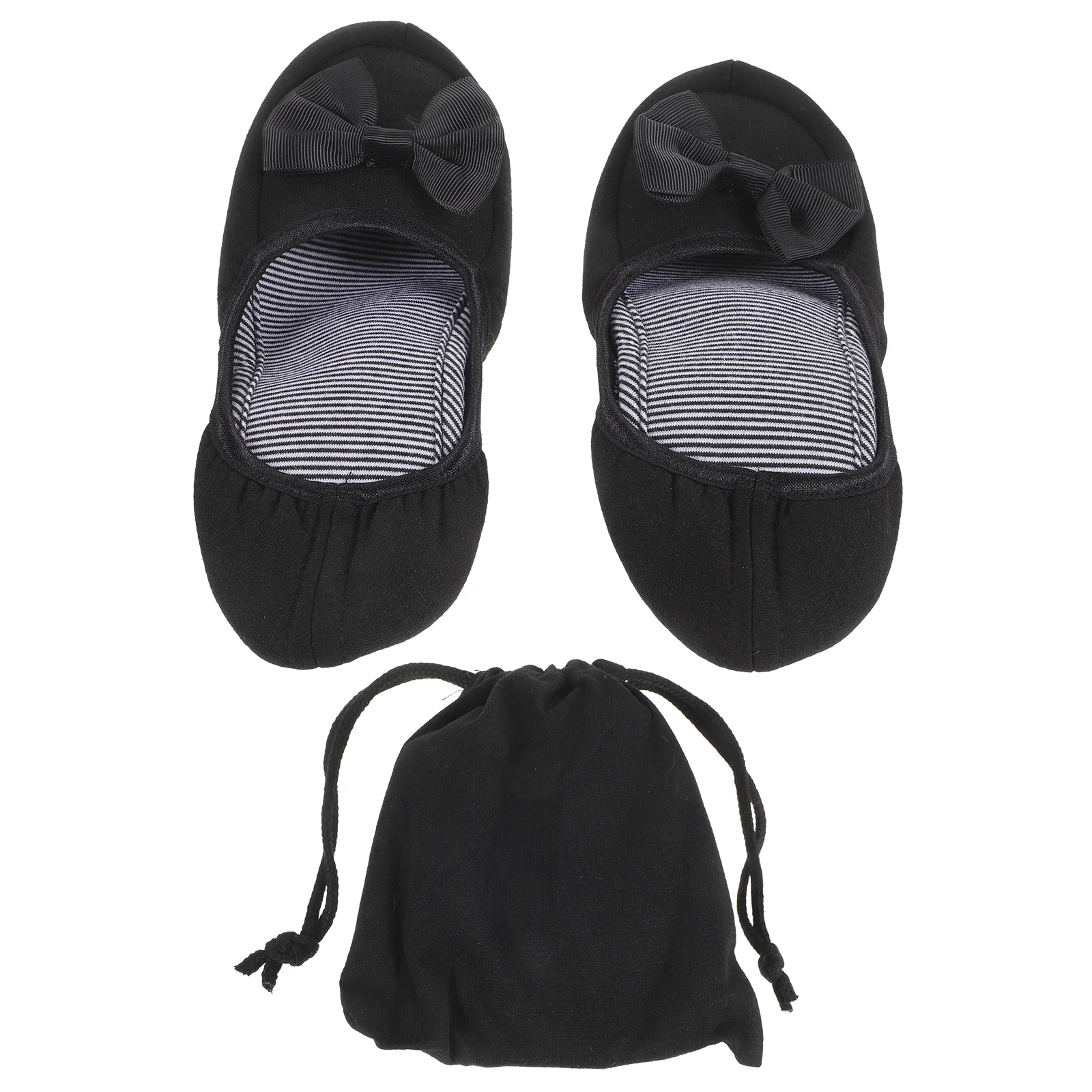 245cm Black Folding Slippers Flat Roll Slipper Shoes Portable Travel Indoor Slipper Bottom Silent Walking Slippers with Storage