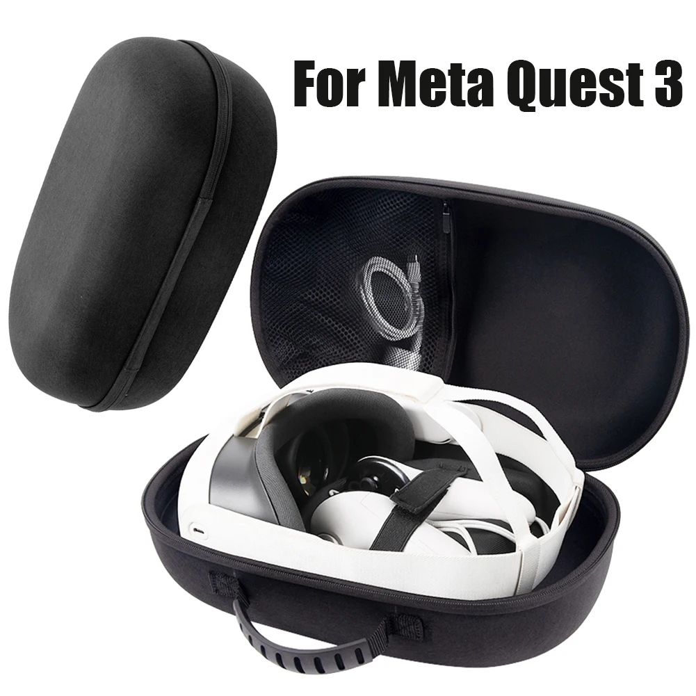 

Сумка для переноски телефона для Meta Quest 3 EVA, жесткая Женская портативная дорожная Защитная сумка для переноски, сетчатая карманная сумка для гарнитуры VR с защитой от царапин
