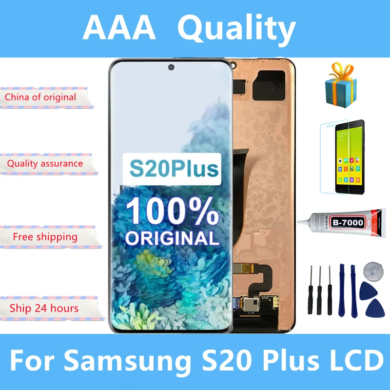 

6.7"; Original For SAMSUNG Galaxy S20 Plus LCD Display Touch Screen Digitizer G985 G985F G985F/DS Replacement With Frame Repair