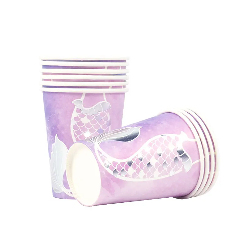 Mermaid Party Supplies Set - Disposable Plates Cups Napkins for Girls Birthday  Baby Shower