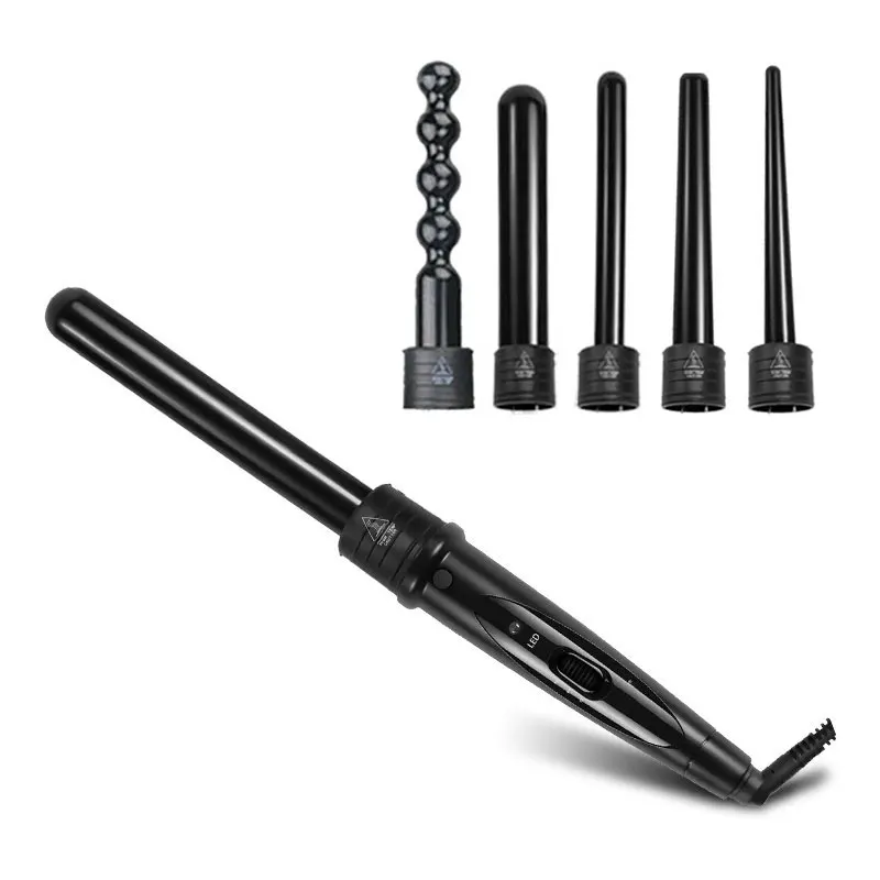 5 In 1 Professional Hair Curling Iron Hair Waver Pear Flower Cone Electric Hair Curler Roller Curling Wand_voghion.com