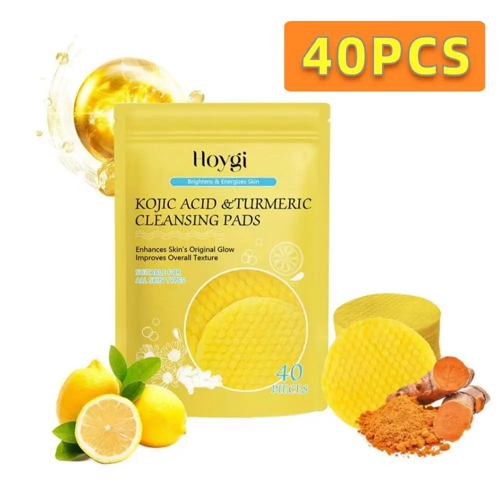 Turmeric Kojic Acid Exfoliating Glowing Cleansing Pads Fades Dark Spots Exfoliation Pads Facial Clean Sponge Skin Care Products cleansing pad