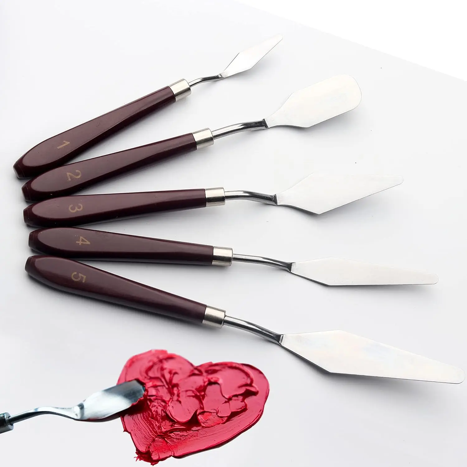 Palette Knife Painting Stainless Steel Spatula Palette Knife Oil Paint Metal Knives Wood Handle FL 6