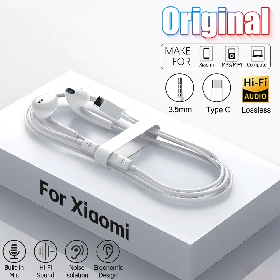 

Original Wired Earphones For Xiaomi Mi 13 Ultra 12T Pro Type C Headphones For Samsung Huawei Redmi Poco Earbud Handsfree Headset