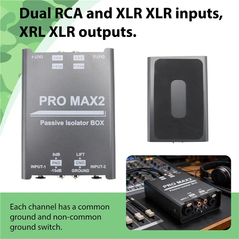 A75Q-2-웨이 오디오 아이솔레이터 오디오 전류 노이즈 제거기 XLR 6.5 로터스 아이솔레이터 믹서 라이브 방송