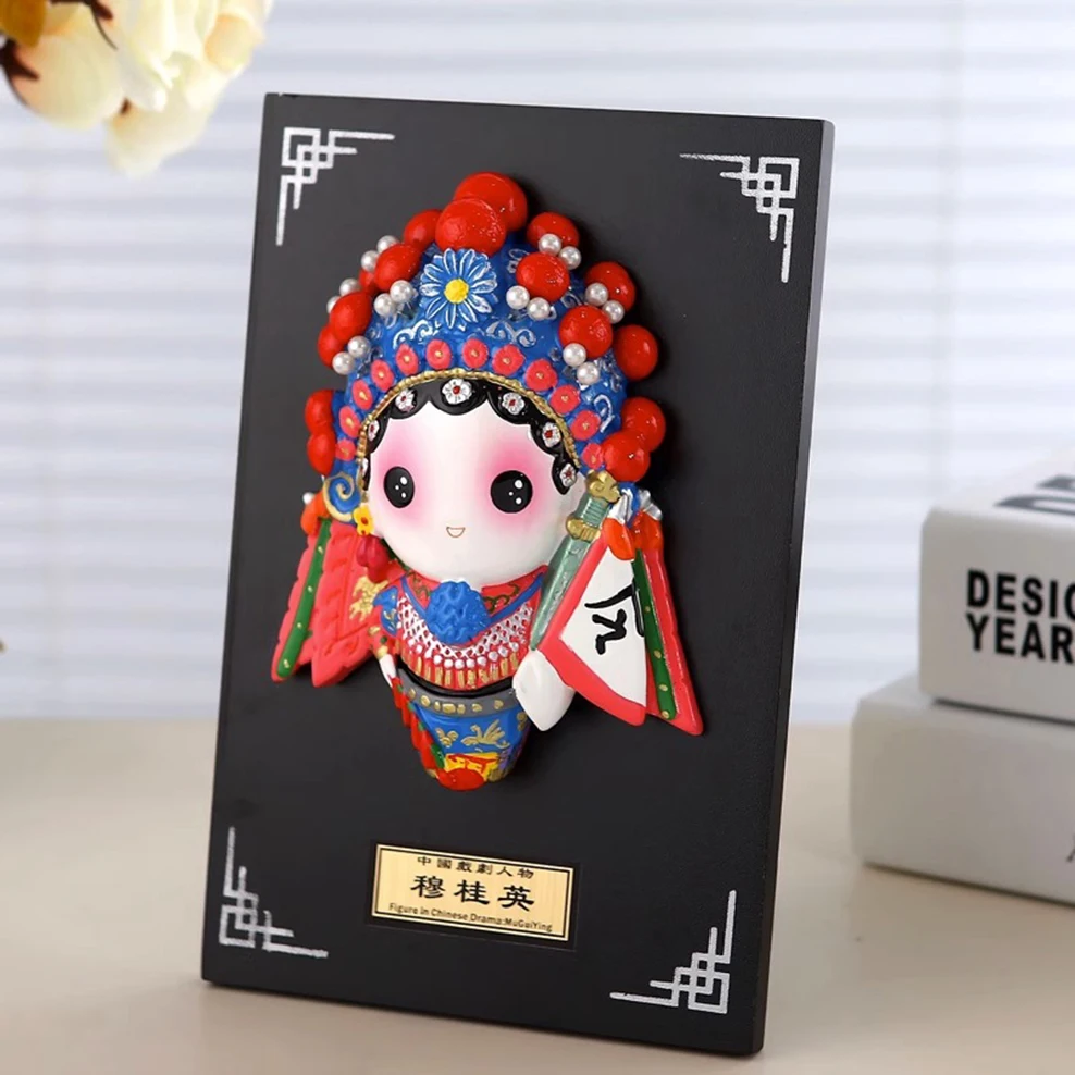 

Beijing Opera Facial Mask Ornaments Plate Relief Cold Porcelain Peking Opera Doll Chinese Style Characteristic Tourist Souvenirs