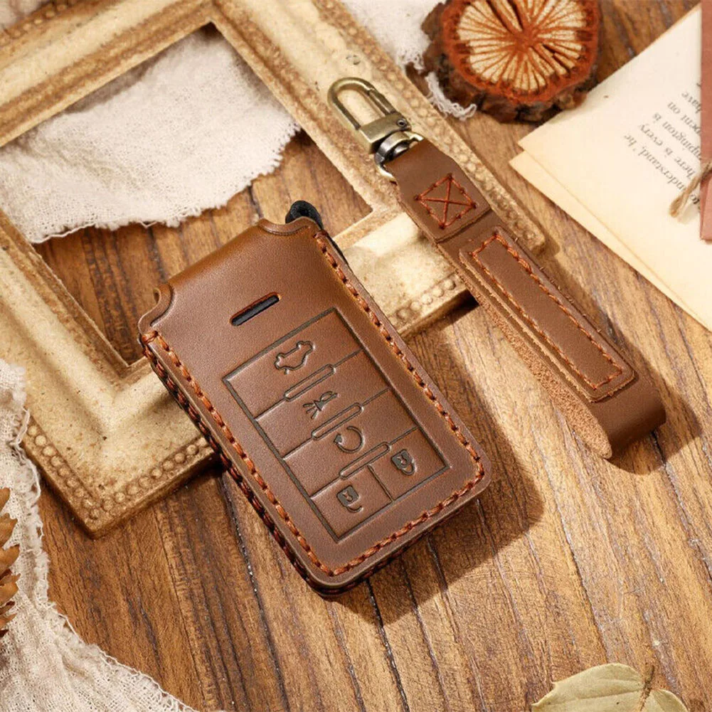

Leather Car Remote Key Fob Cover Case Shell For Cadillac For Escalade XTS Car Key Cover Case Bag Protector Accessories