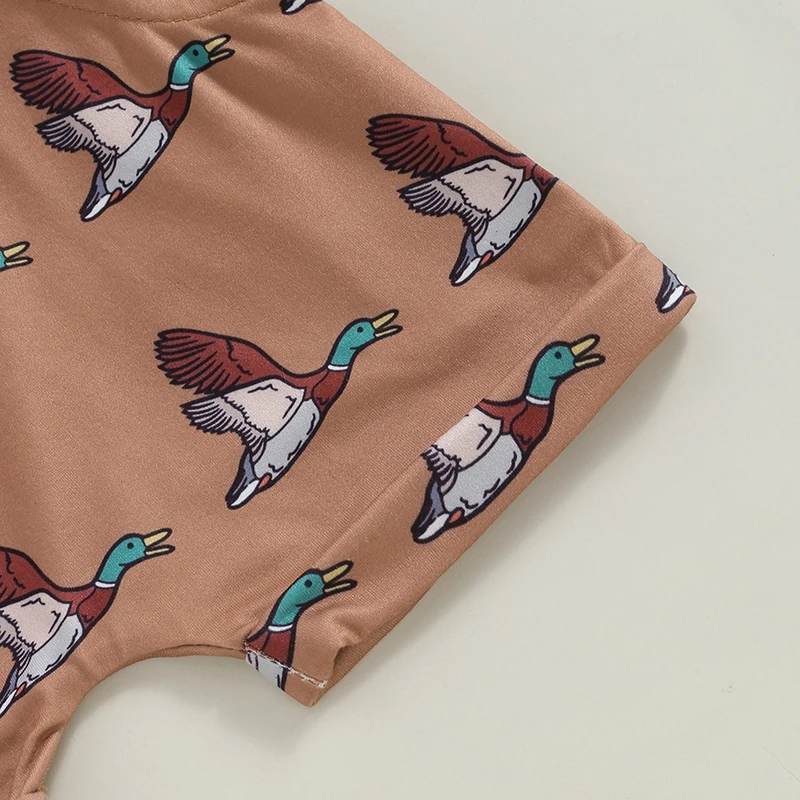 Baby Boys Clothes Toddler Summer Outfits Short Sleeve Duck Print Pocket T-Shirt Tops and Shorts Farm Baby Clothes