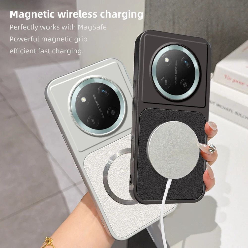 Leather Pattern Magnetic Ultra-Thin Anti-Drop Wireless Charging Case