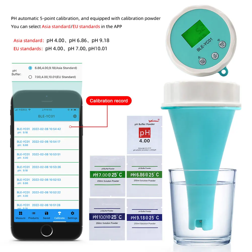 6 in 1 Water Quality Test Meter APP Online Monitor PH CL TDS EC ORP TEMP Tester BT Digital Chlorine ORP EC TDS Temp PH Meter