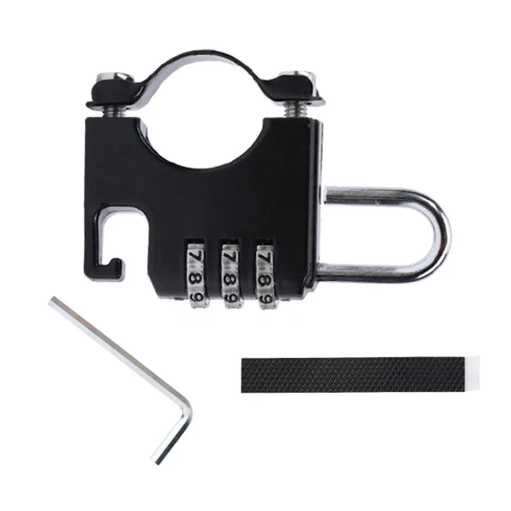 Motorcycle Car Car Helmet Lock Combination Lock 3 Digits Password 72mm X 48mm Aluminum Alloy Black Gasket Wrench helmet lock