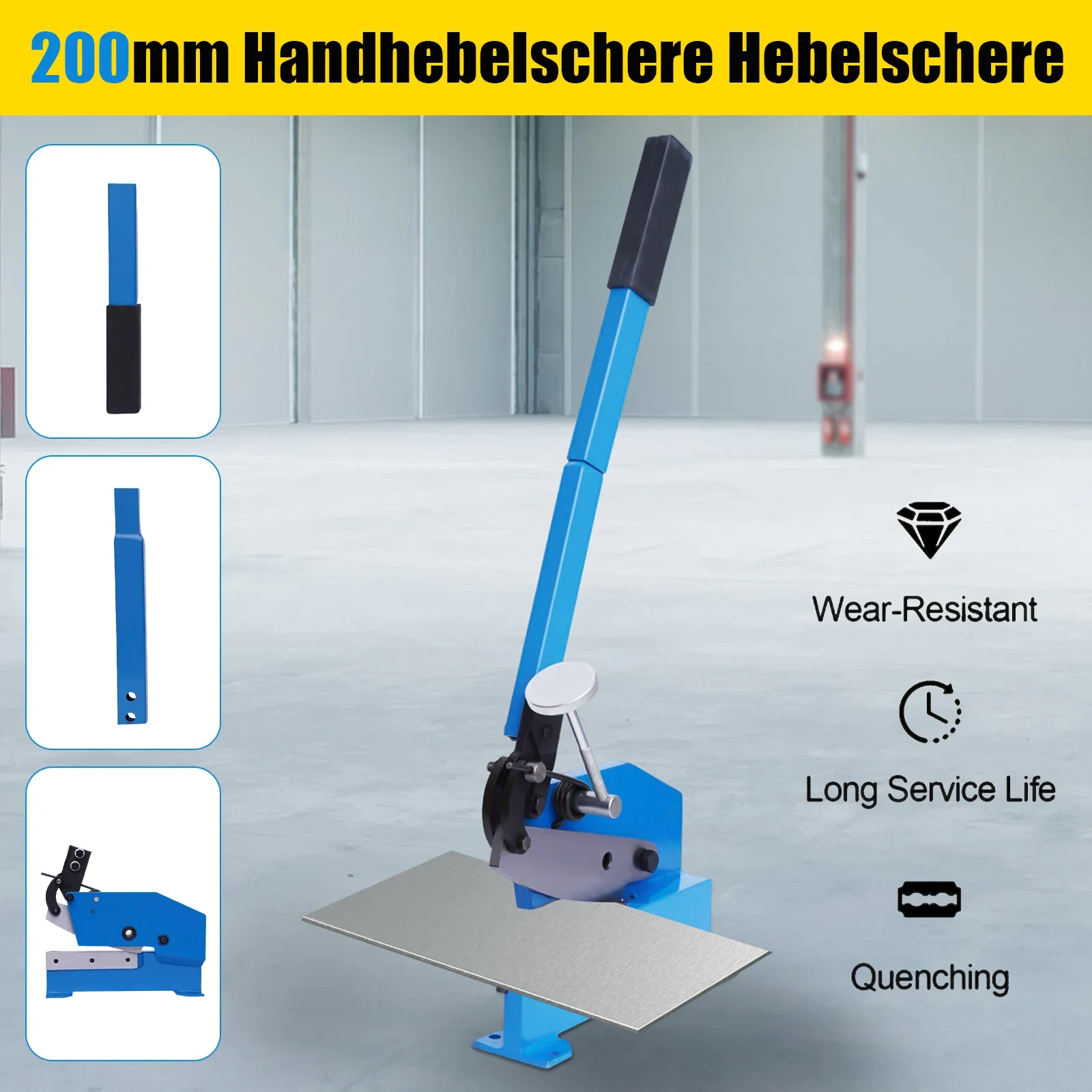 200mm Manuelle Flachblechschere aus Metall, Hochleistungs-Präzisionsschere, Hebel-Schere zum Schneiden von Blech, Bewehrungsstahl – Detail 5