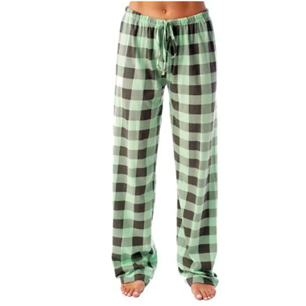 Combhasaki Womens Y2K Christmas Pajama Pants Classic Buffalo Plaid Print Drawstring Elastic Waist Sleep Loungewear Long Trousers_ecoleips.com