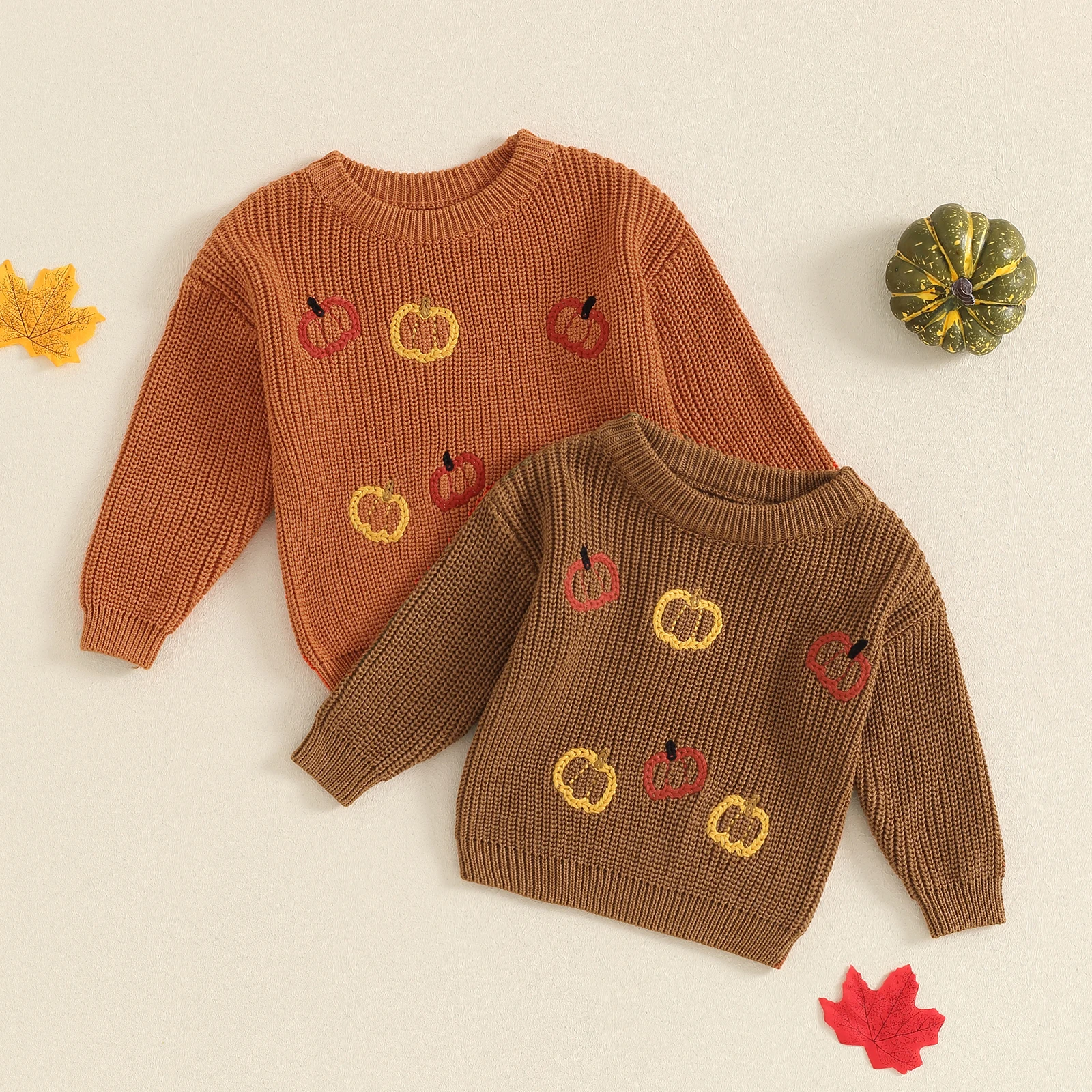   소녀 소년 니트 스웨터 할로윈 옷, 가을 겨울 따뜻한 니트웨어, 호박 긴 소매 라운드 넥 풀오버