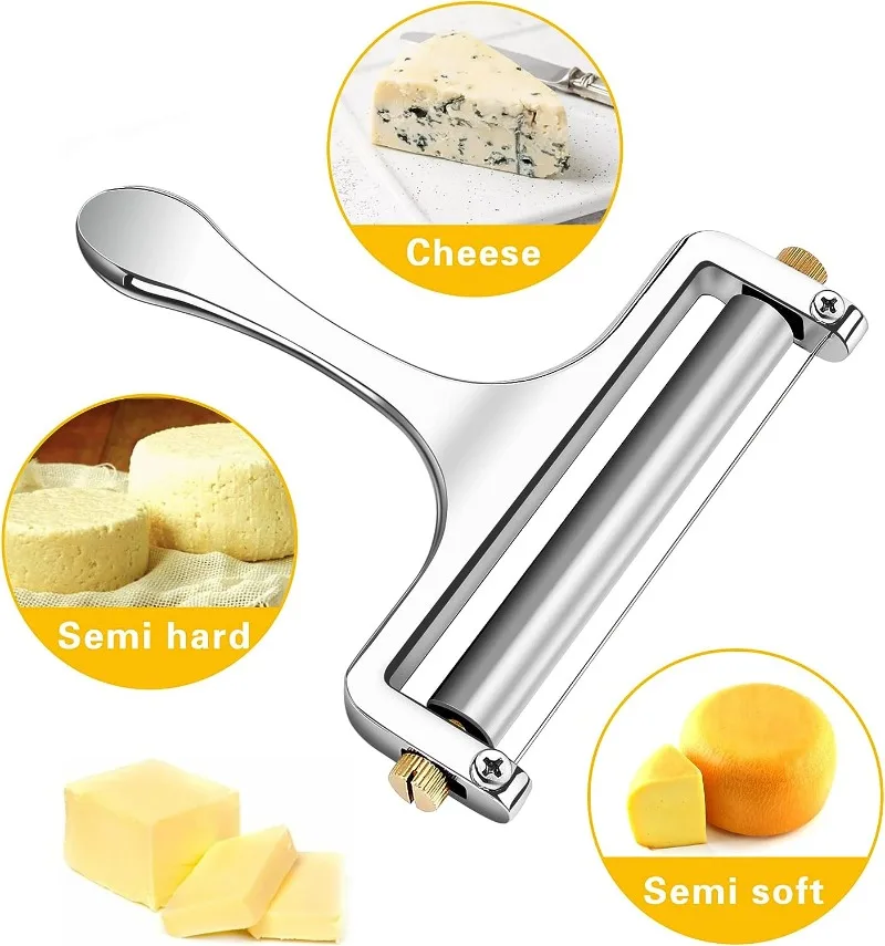 Description Picture 6 of itemCheese Slicer Adjustable Thickness Stainless Steel Wire Cheese Tools for Cheddar Gruyere Raclette Mozzarella Cheese Block