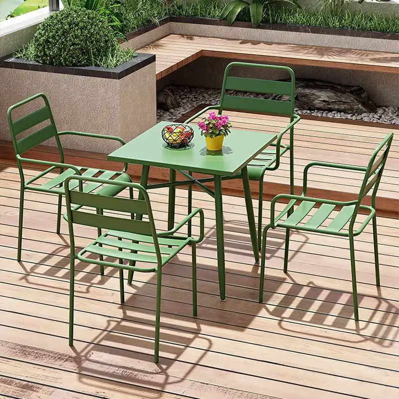 Outdoor courtyard leisure balcony tables and chairs milk tea shop cafe outside iron modern simple outdoor combination
