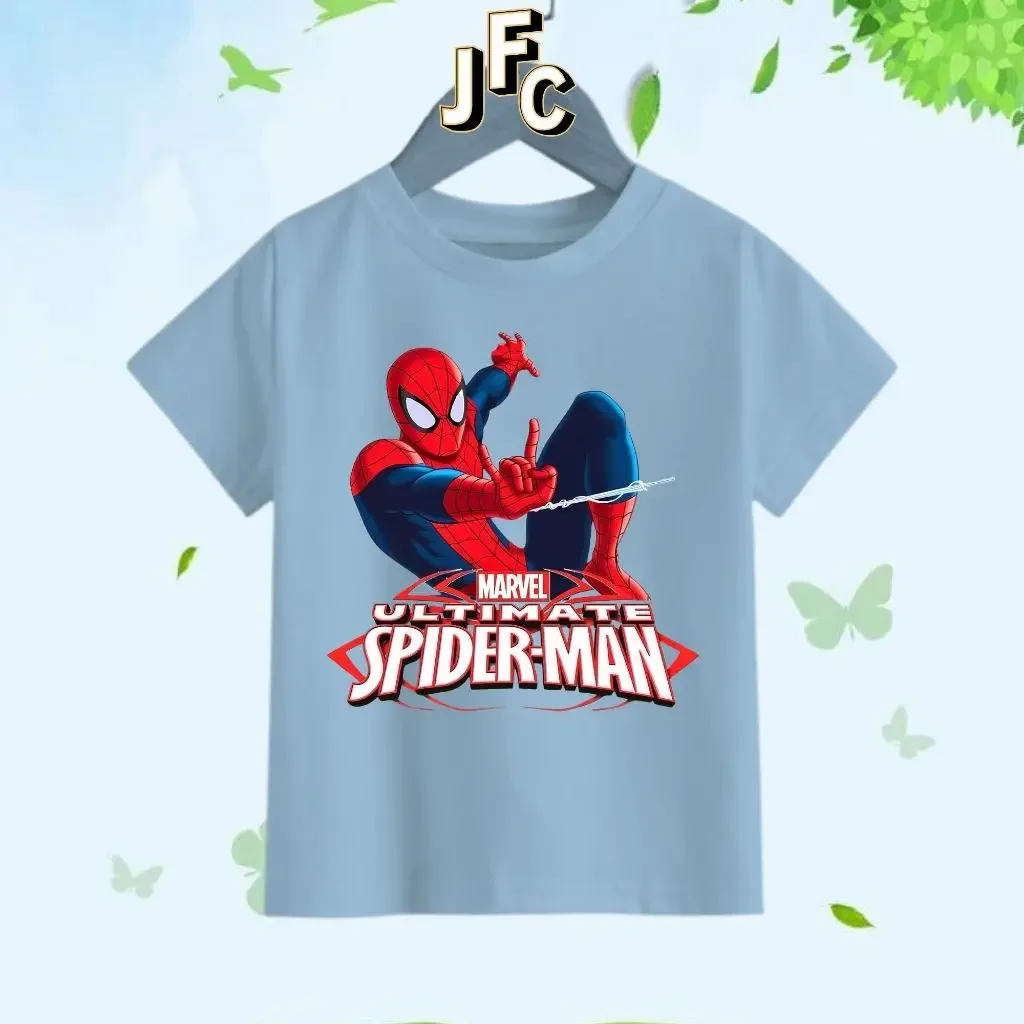 Marvel Ultimate Spider Man 키즈 티셔츠 슈퍼 히어로 그래픽 티 보이즈 100% 코튼 여름 캐주얼 탑