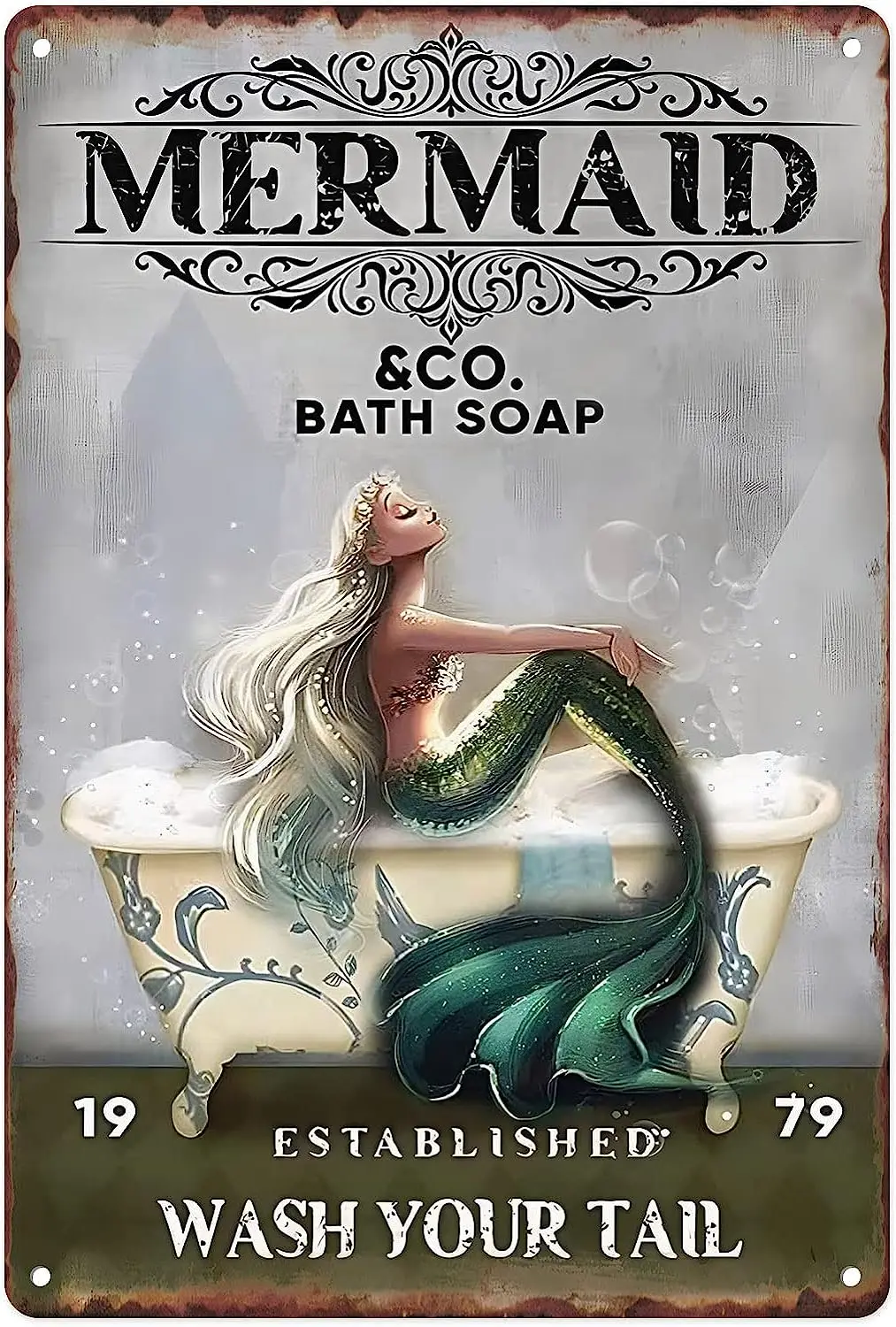 

Metal Tin Sign Vintage Mermaid Decor Mermaid Funny for Home,Farmhouse, Bathroom, Living Room, Bedroom, Hotel, Toilet