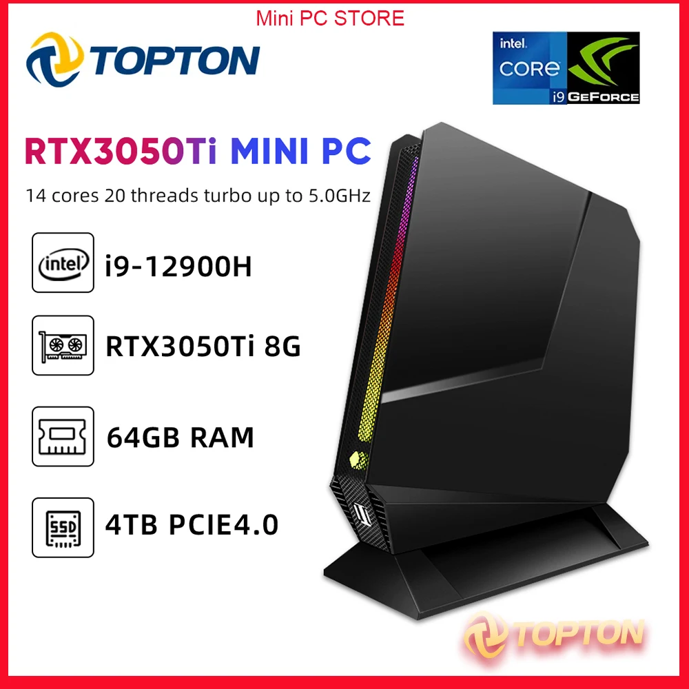 Topton Gaming Mini PC Intel Core i9 12900H i7 12700H With Nvidia RTX3050 8G  Desktop Gamer Mini Computer PCIE 4.0 WiFi 6 BT5.2