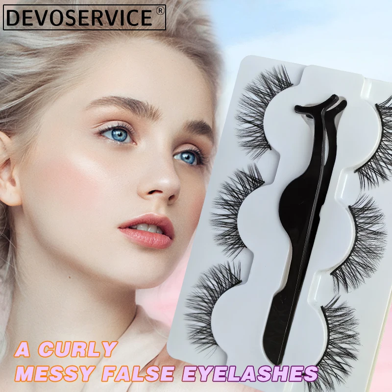 

New 3 Pairs 8-25mm Natural 3D False Eyelashes Makeup Kit Fake Lashes Mink Lashes Extension Strip Eyelash Maquiagem Gift Clip