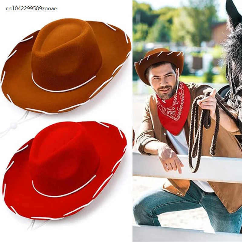 Anime Toy Halloween Costume Props Hat Girl Cosplay Red Western Wide Brim Hat Cowboy Hat Boy Role Play Carnival Dress Up Party