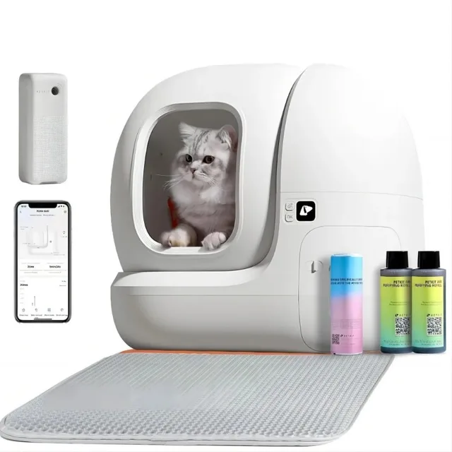Automatic C-at Box Self Cleaning with App Control Sm-art C-at Toilet for Multiple Large Cats Global Version Automatic C-at Box Self Cleaning with App Control Sm-art C-at Toilet for Multiple Large Cats Global Version