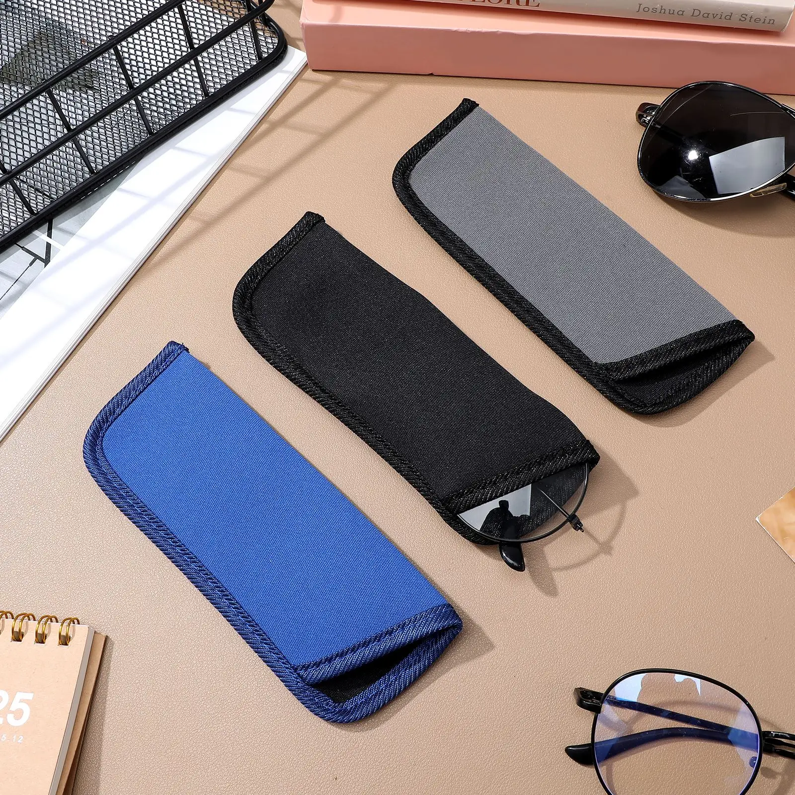 3pcs slim eyeglass pouch Soft glasses bag Protective holder Portable eyewear sleeve