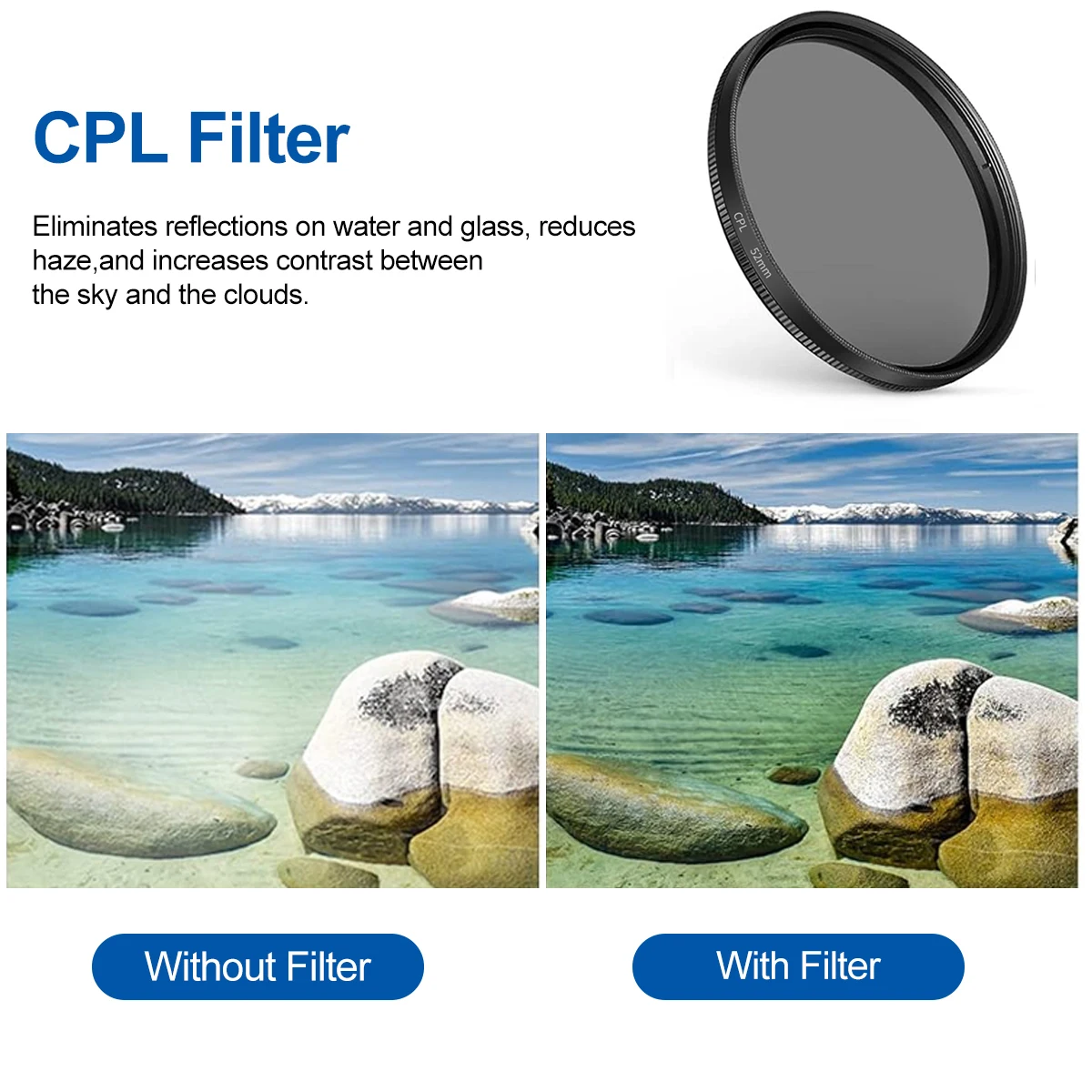 Starlight Clip-on Camera Lens with CPL Filter - 52mm Thread
