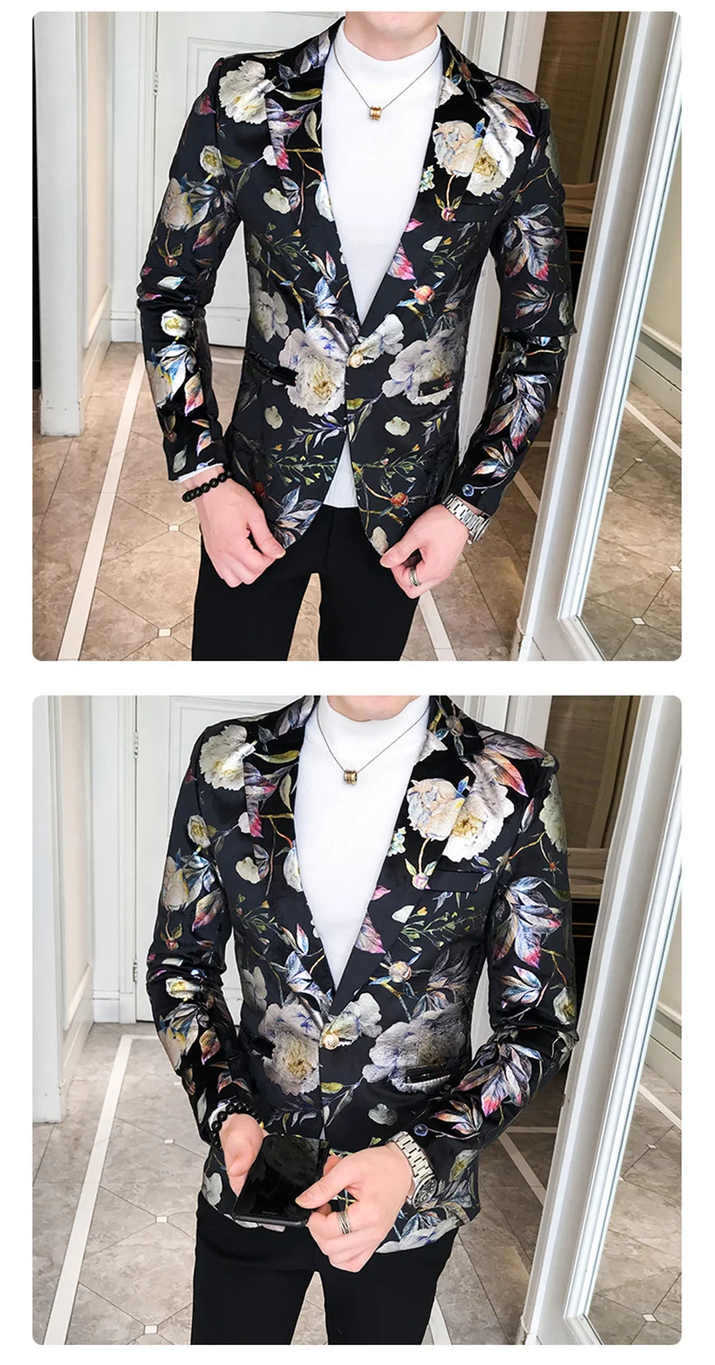 sport coat Masculino Terno Flower Blazer Men New Pattern Suit Jacket Business Causal 2022 Men Slim Fit Blazers Wedding Party Prom Blazer blazer suit