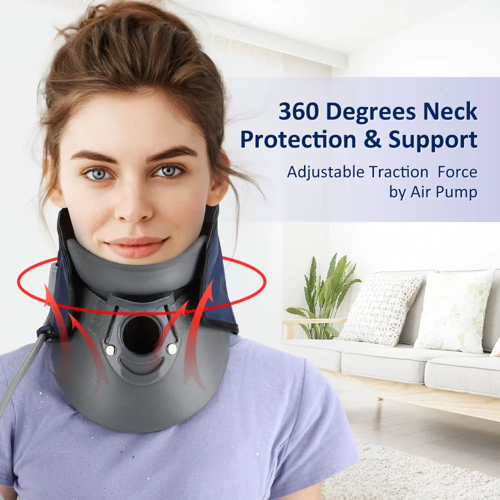 Adjustable Inflatable Neck Traction Cervical Collar Tractor Upper Neck Household Home Use Soft Pillow Stretcher