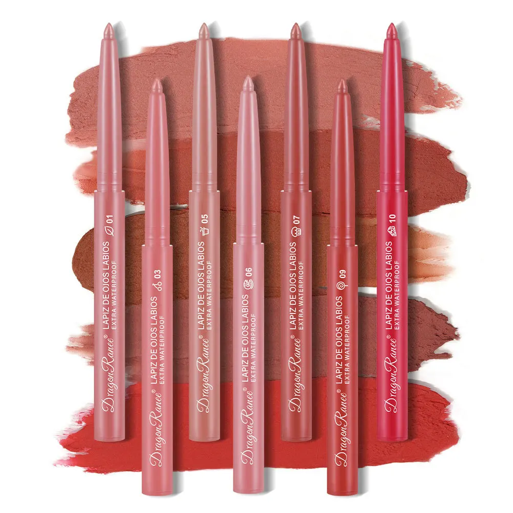 Matte Lip Liner Pen Rotating Design Single Lip Crayon Long-Lasting Smudge-Proof Finish
