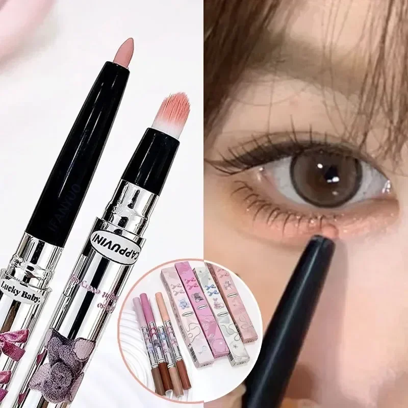 Double Head Lying Silkworm Pen Silkworm Highlight Crease Pencil Diamond Glitter Matte Brightening Shadow Eyeliner Pen Aegyo-sal eyeshadow pen,makeup pen