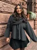 TRAFZA Winter Fashion Asymmetric Scarf Women's Short Knitted Coat Long Sleeve Single Button Loose Women's Elegant Cardigans 5