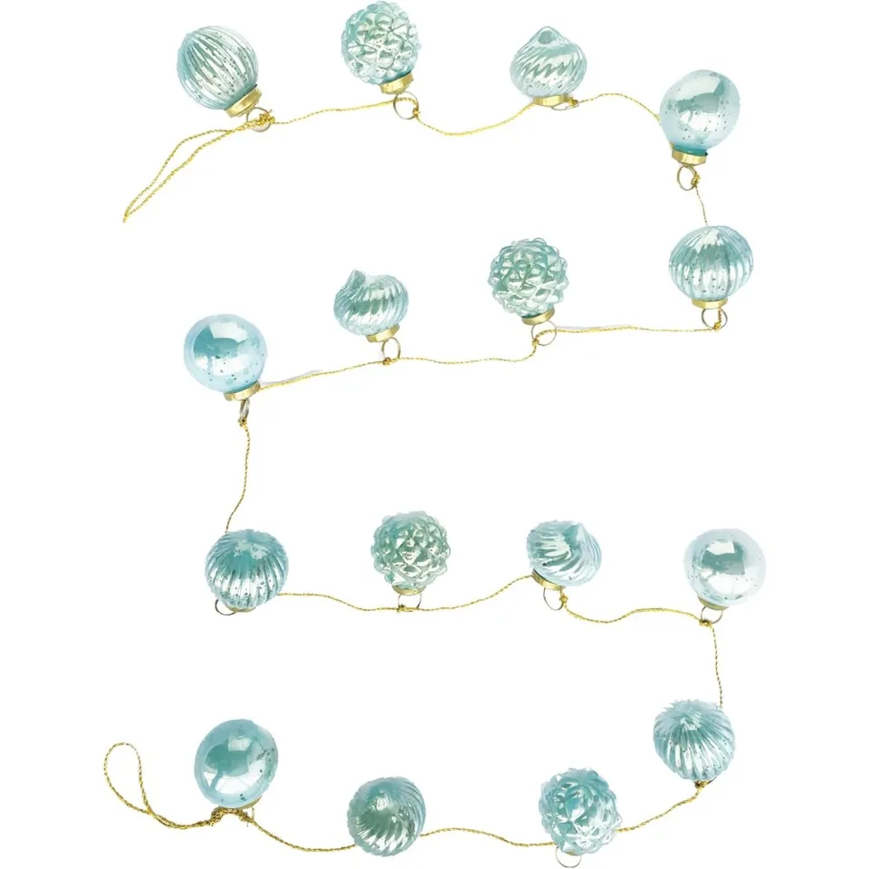 Mint Embossed Mercury Glass Ornament Garland