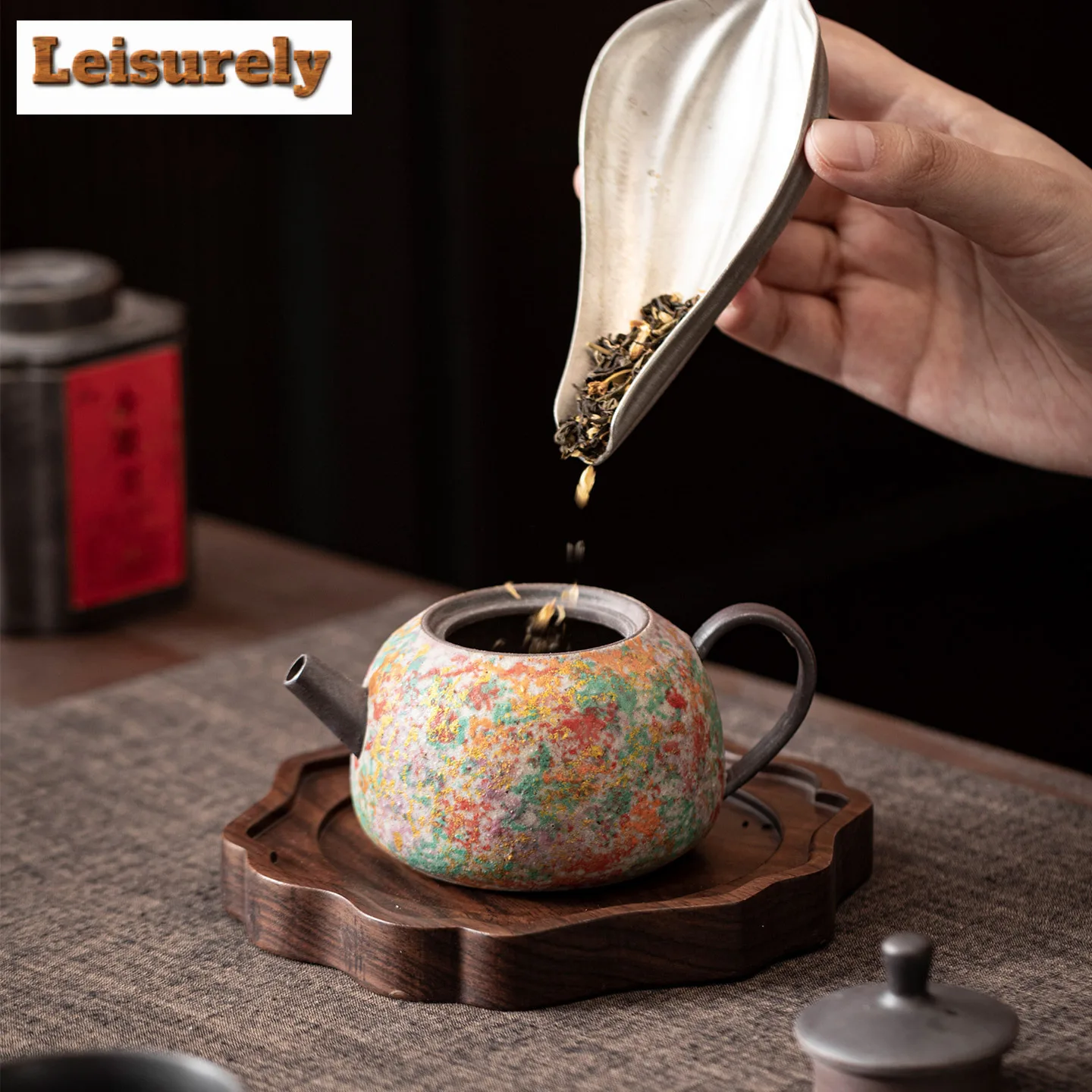 200ml Rock Painting Time Teapot Antique Tea Infuser Pot Household Tea Maker Kettle With Filter Chinese Tea Set Supplies Gift