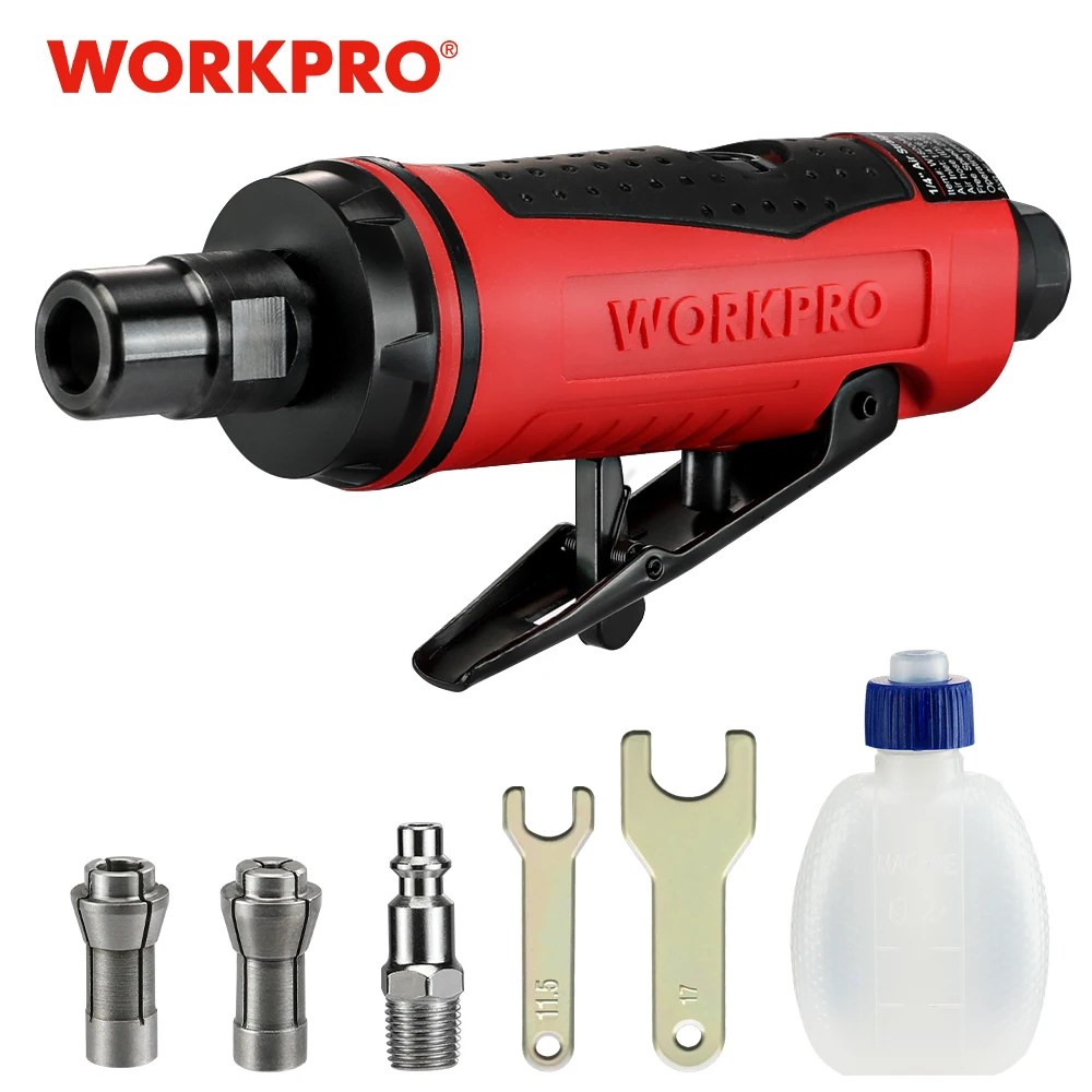 WORKPRO 1/4 Air Die Grainder Straight Pneumatic Grinding Mill Engraving Kit Auto Repair Tool Polishing Cutting for Car Mechine