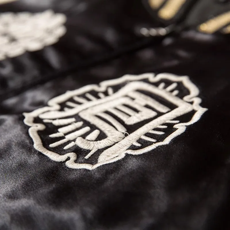 New Men Boys Black Streetwear High Street Vintage Casual Embroidered Loose Fashionable Sukajan Souvenir Jacket 2024 4