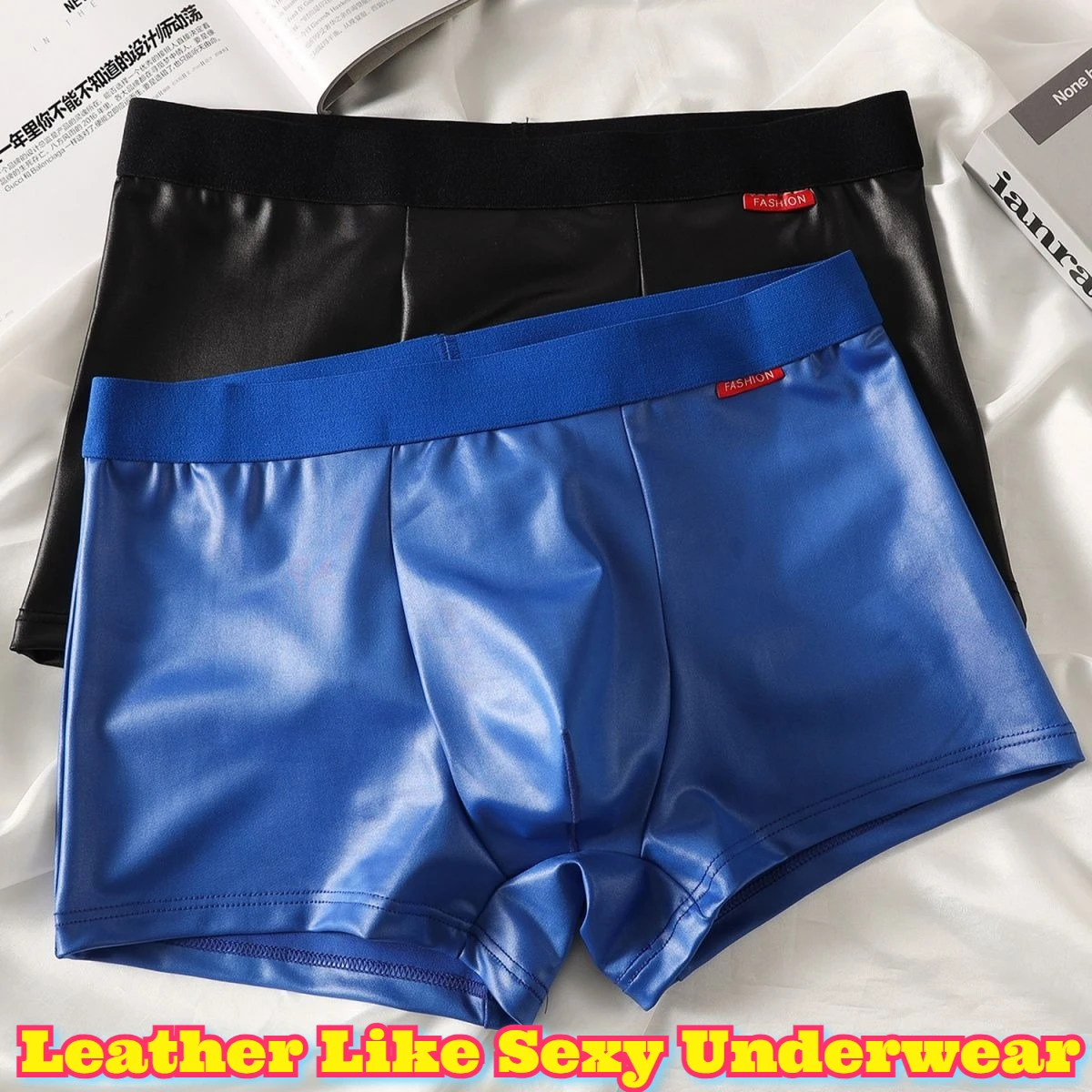 Boxer Sexy en Faux cuir pour hommes, sous-vêtements de Sport confortables, luxe, personnalité Unique, article tendance, respirant, mode, usage quotidien