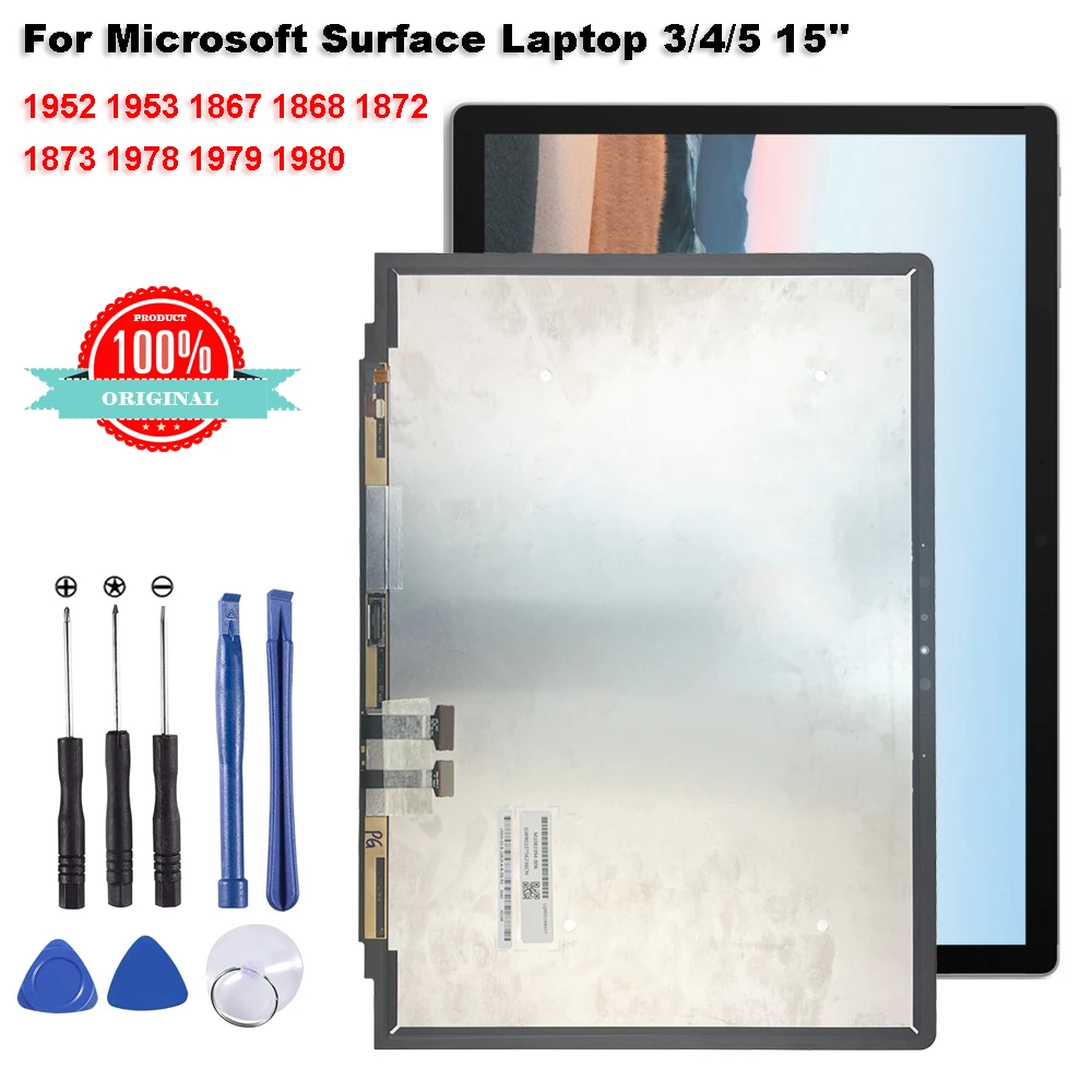 Originale Per Microsoft Surface Laptop 3 4 5 1867 1868 1873 1980 15 "Display Lcd Touch Screen Digitizer Glass Assembly Repair