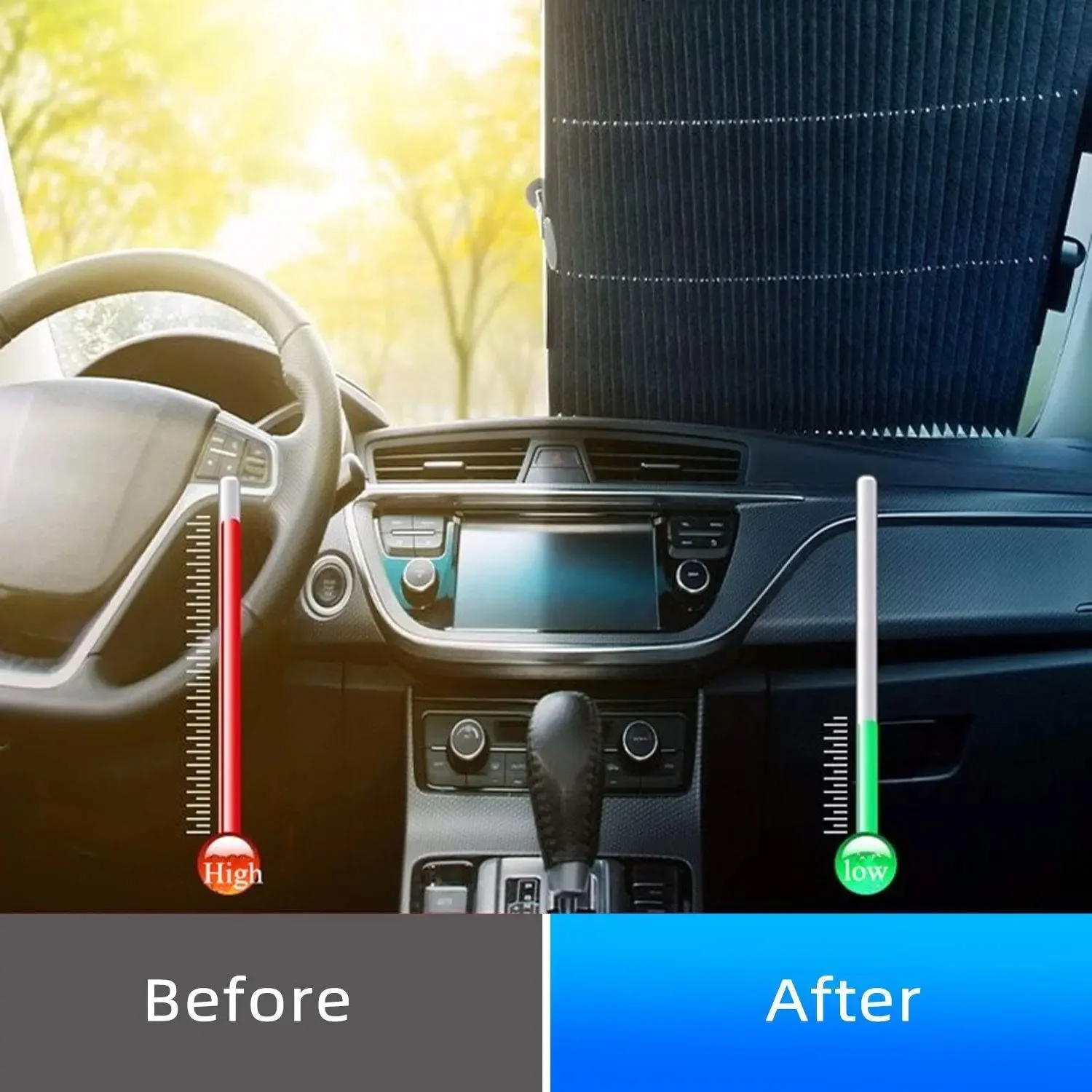Car retractable visor visor front and rear panels car inside windshield