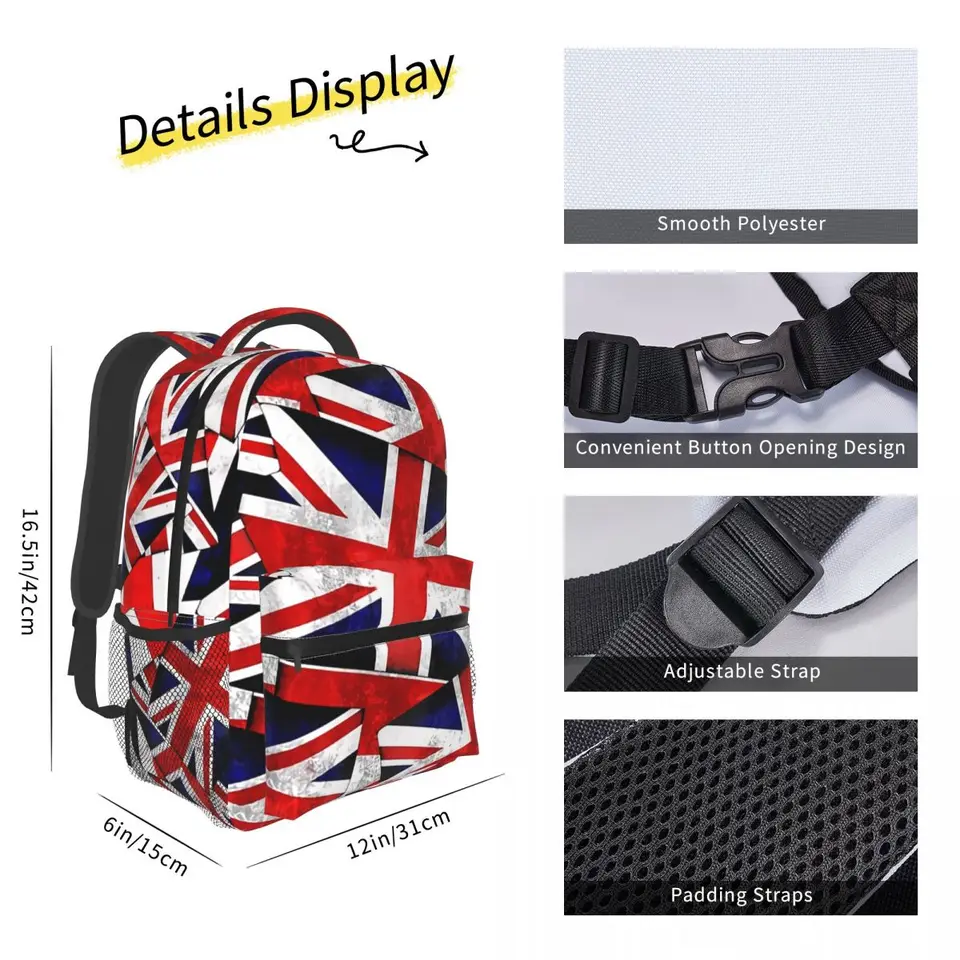 Backpacks UK British Flag School Bag Student Bookbag