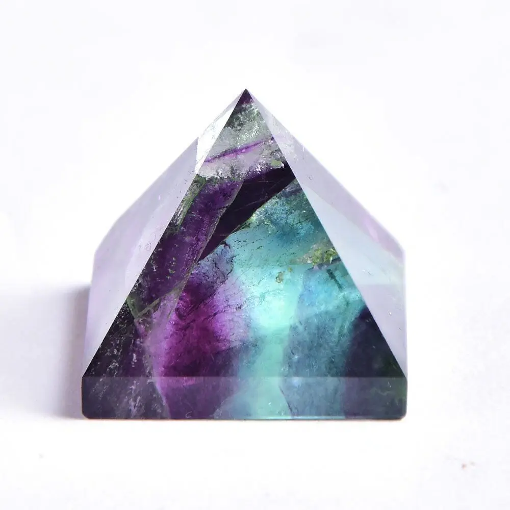 

Natural Rainbow Fluorite Quartz Crystal Point Pyramid, Healing Energy Stone Tower