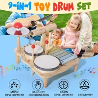 Wooden Xylophone Drum Set For Toddlers,Montessori Baby Musical Instruments Toys, Drum Set Percussion Instruments Musical Toys 2