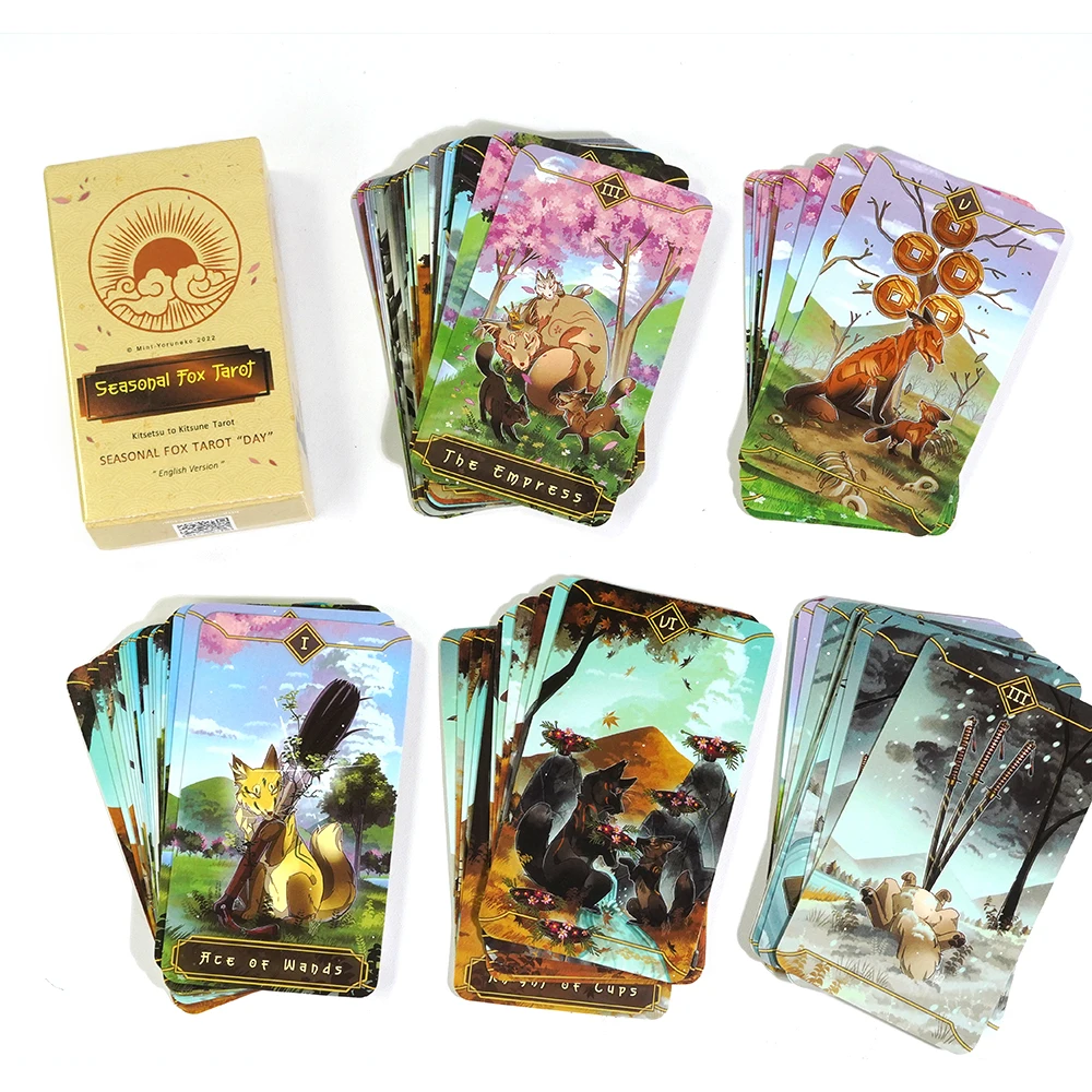 Seasonal Fox Tarot kitseysu to kitsune tarot 78 Cards Tarot english version 4