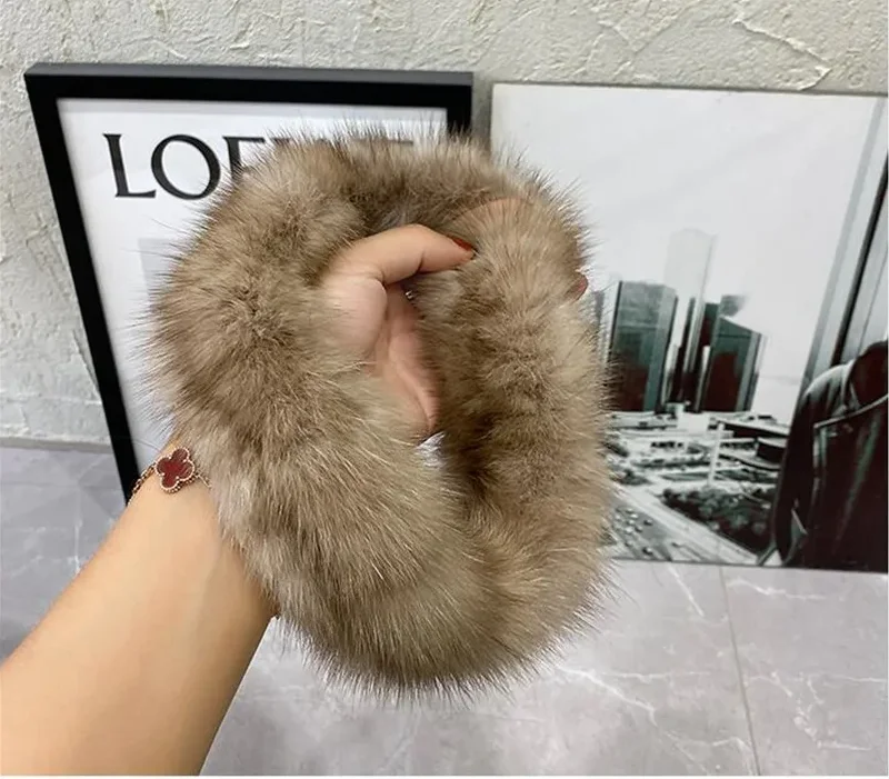 Echtes Zobel-Fell Stirnband Flauschiger Nackenwärmer Herbst Winter Damen Kragen Gemütliches Accessoire für Frauen – Detail 10