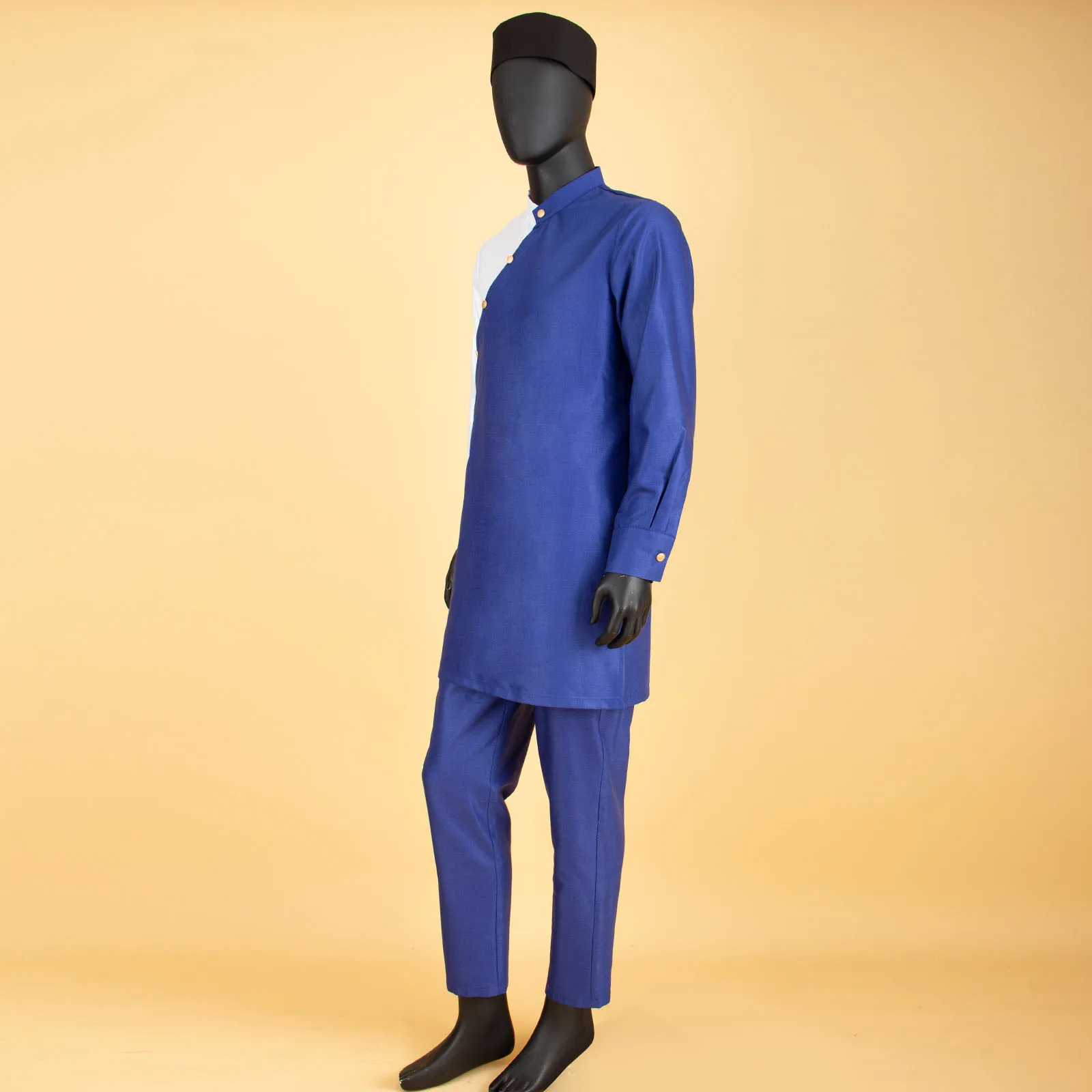 Bazin Riche Men 3 Pieces Pants Sets African Design Clothing African Men Clothes Casual Men Shirt Pants and Hat Sets S2116006