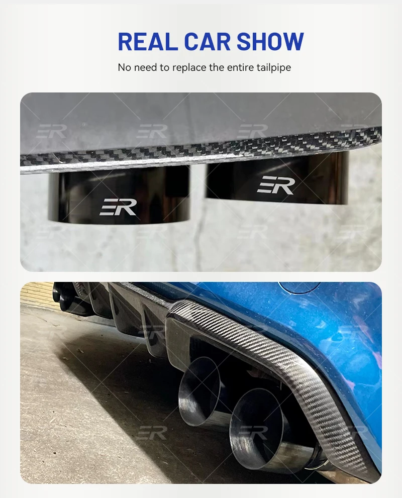 4 stücke Auspuff Racing schwarz Chrom Auspuffs pitzen für BMW F80 M3 F82 F83 M4 F87 M2C Upgrade Schall dämpfer Auspuffrohr – Detail 4